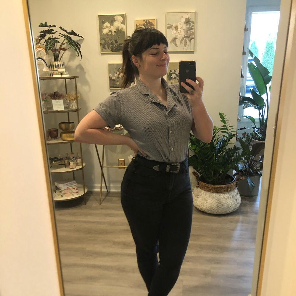 Black and White Checkered Button Up